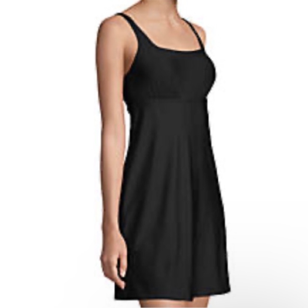 NWT Lands End Womens Black Swim Dress Bathing Suit With Boy Shorts Underneath - Picture 3 of 10